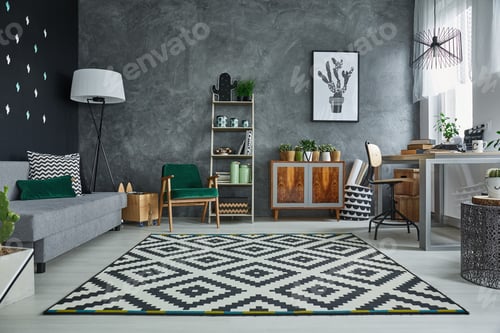 Preview: Grey room with pattern carpet