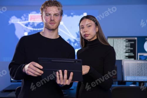 Preview: Analysts using tablet in SOC conducts collaborative cybersecurity monitoring