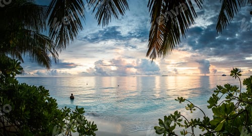 Preview: amazing sunset over the sea on a tropical island