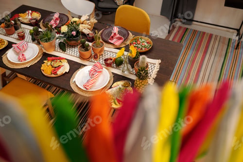Preview: Table served with festive homemade food