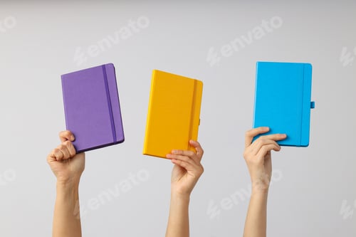 Preview: Office stationery in the hands of women.