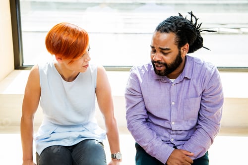 Preview: Multiracial couple talking