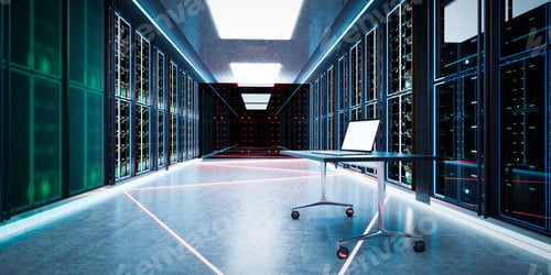 Preview: Admin computer in network server room or data center