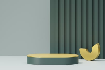 Preview: Emerald Green Minimalist Podium with Gold Geometric Accent