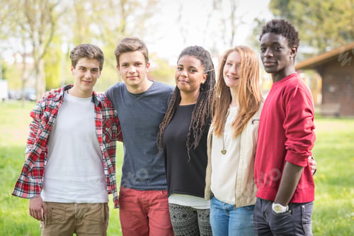 Preview: Multiethnic Group of Teenagers Outdoor