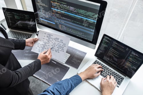 Preview: Professional Team of programmer working on project in software development computer in IT company