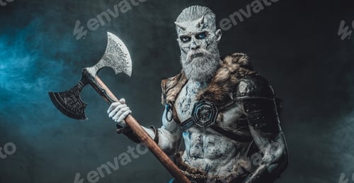 Preview: Evil warrior from north with huge axe in smokey background