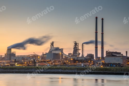 Preview: Industrial landscape scene at sunset