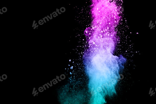 Preview: Abstract multi color powder explosion on black background