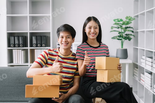 Preview: Freelance job home, couple start up small business owner.