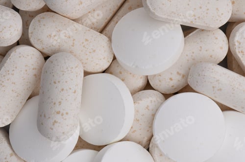 Preview: Assorted pills macro background.