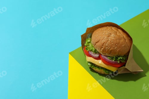 Preview: Concept of tasty food with delicious burger