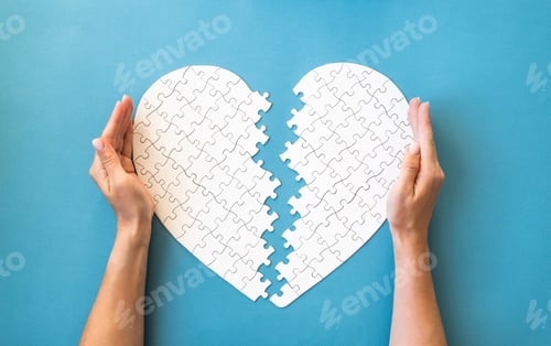 Preview: White puzzle in heart shape