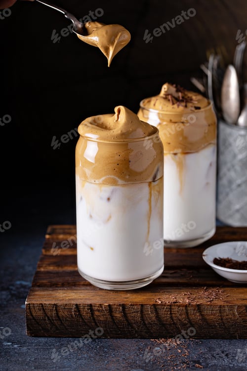 Preview: Dalgona coffee or whipped instant coffee