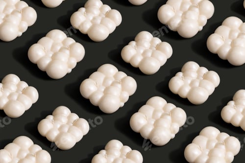 Preview: Interior candle handmade from natural soy wax , cloud bubble candle pattern