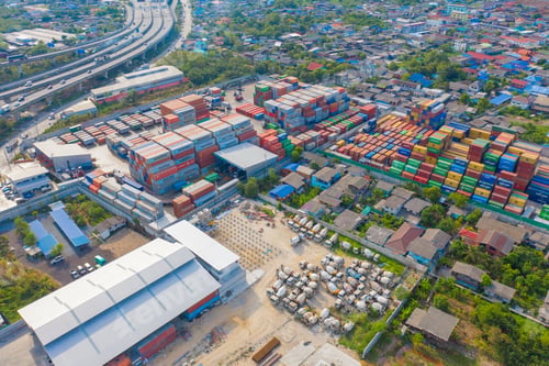 Preview: Shipping container site loading in logistic port warehouse storage business import and export goods