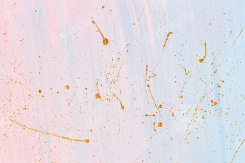 Preview: Delicate pink and blue background with gold paint splashes. Place for your design