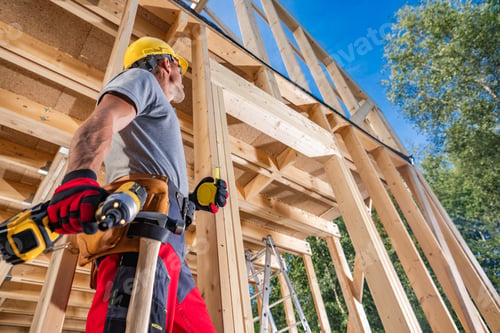 Preview: Professional Carpenter Construction Worker in Yellow Hard Hat