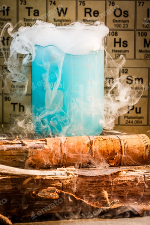 Preview: Chemical lab with color beakers in school