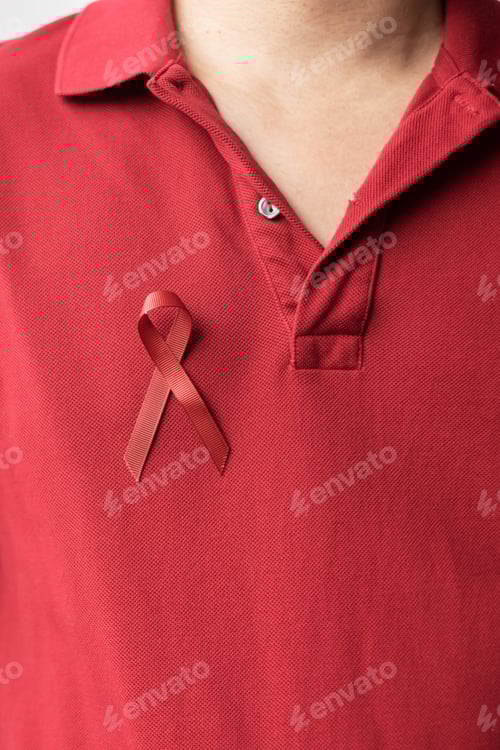 Preview: Red Polo Shirt with Red Ribbon Symbol