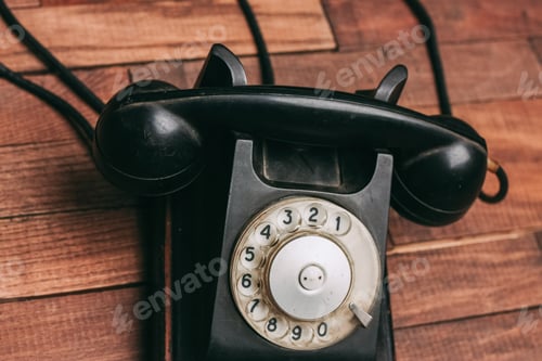 Preview: black retro telephone classic style old fashion technology