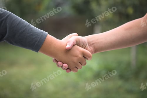 Preview: Beautiful Peace Symbol - Child Holding Hands. Handshake boys