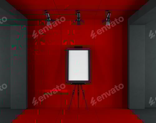 Preview: Red and black minimalist art gallery