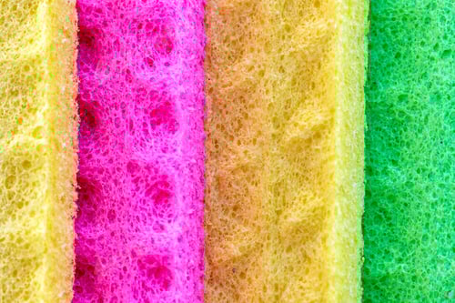 Preview: Colorful sponges. Close up. Sponge texture background