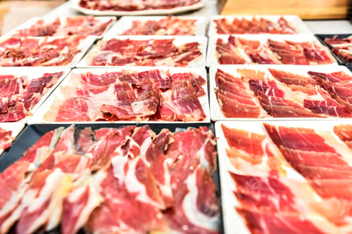 Preview: Serrano ham, typical tapa of Spanish cuisine.