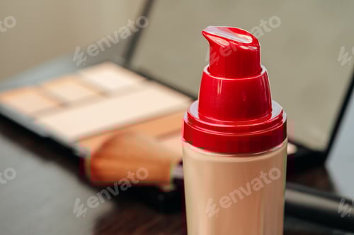 Preview: Make up products on vanity table close up