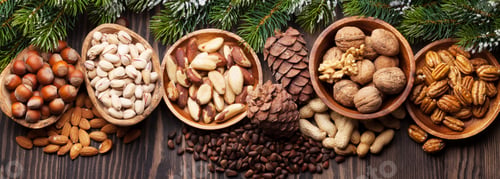 Preview: Various nuts on wooden table