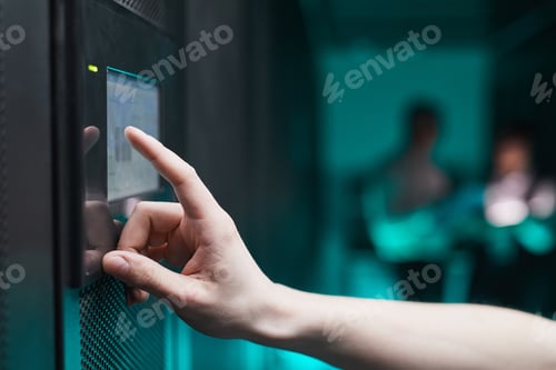 Preview: Man Operating Server Close Up