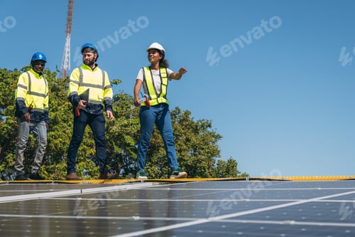 Preview: The engineer installs the solar panel, promoting the clean energy concept.