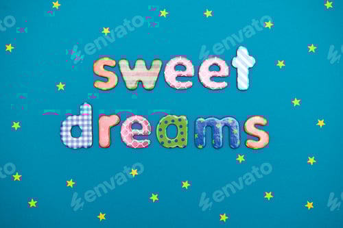 Preview: message sweet dreams on a blue background with stars