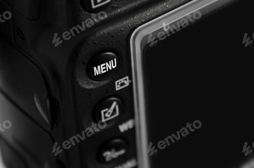 Image of menu button on the camera close-up