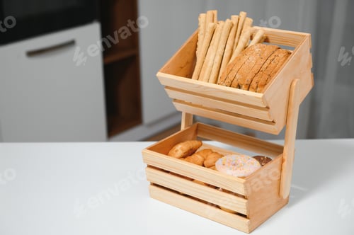 Preview: Craft wooden plate for storing bread or vegetables in the kitchen