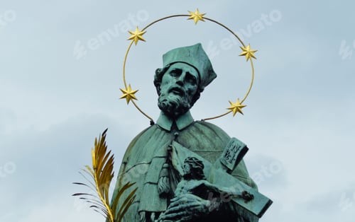 Preview: Statue of John of Nepomuk on the north side of the Charles Bridge in Prague, Czech Republic.