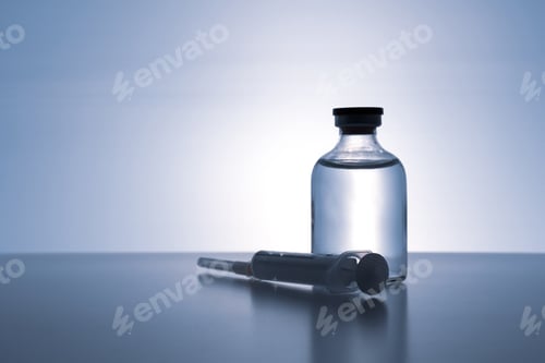 Preview: Bottle with solution for injection and injection needle