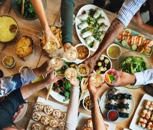 Preview: Friends Happiness Enjoying Dinning Eating Concept