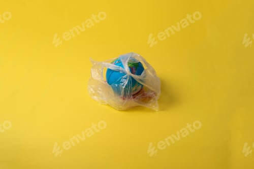 Preview: a planet earth in the plastic package, ecology pollution garbage