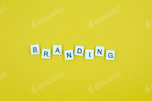 Preview: Branding- scrabble letters word on a yellow background