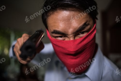 Preview: man with pistol handgun weapon