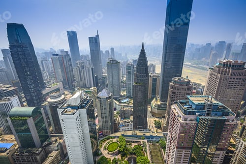 Preview: Chongqing, China Financial District Aerial Skyline.