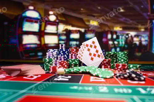 Preview: Casino set with Roulette, cards, dice and chips