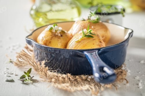 Preview: Ingredients for homemade Hasselback made of herbs and salt