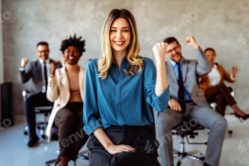 Preview: Professional in office environment, highlighting teamwork, collaboration, leadership, and innovation