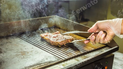 Preview: Grilled meat. Juicy steak from beef - soft focuse