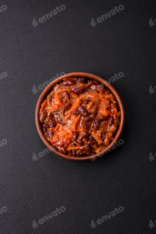 Preview: Vegan or vegetarian stew with red beans, onions and carrots or lobio