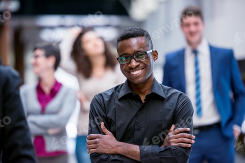 Preview: Young Multiethnic Business People Group Walking Standing And Top View