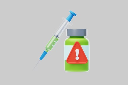 Preview: Cartoon vaccine and warning sign